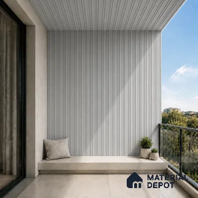 Cloud Grey 10 ft x 0.5 ft (3060x150 mm) Pastel Linea Design Interior & Exterior Wall & Ceiling Panel - 15 mm | Suitable for Balcony, Facade & Open Area | Width is Subjected to 5% Variation