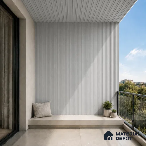 Cloud Grey 10 ft x 0.5 ft (3060x150 mm) Pastel Linea Design Interior & Exterior Wall & Ceiling Panel - 15 mm | Suitable for Balcony, Facade & Open Area | Width is Subjected to 5% Variation