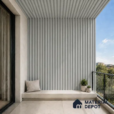 Cloud Grey 10 ft x 0.6 ft (3060x180 mm) Pastel Arch Design Interior & Exterior Wall & Ceiling Panel - 17 mm | Suitable for Balcony, Facade & Open Area | Width is Subjected to 5% Variation