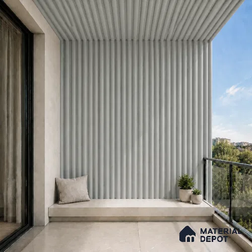 Cloud Grey 10 ft x 0.6 ft (3060x180 mm) Pastel Arch Design Interior & Exterior Wall & Ceiling Panel - 17 mm | Suitable for Balcony, Facade & Open Area | Width is Subjected to 5% Variation