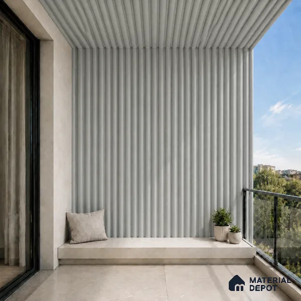 Cloud Grey 10 ft x 0.6 ft (3060x180 mm) Pastel Arch Design Interior & Exterior Wall & Ceiling Panel - 17 mm | Suitable for Balcony, Facade & Open Area | Width is Subjected to 5% Variation