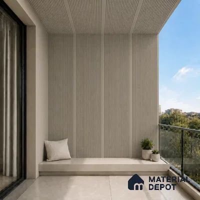 Mocha 10 ft x 0.68 ft (3060x208 mm) Curve Design Interior & Exterior Wall & Ceiling Panel - 10 mm | Suitable for Balcony, Facade & Open Area | Width is Subjected to 5% Variation