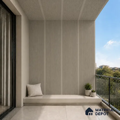 Mocha 10 ft x 0.68 ft (3060x208 mm) Curve Design Interior & Exterior Wall & Ceiling Panel - 10 mm | Suitable for Balcony, Facade & Open Area | Width is Subjected to 5% Variation