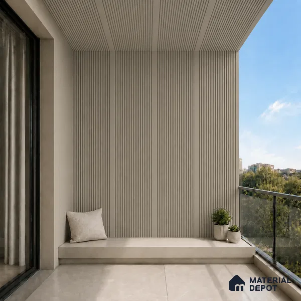 Mocha 10 ft x 0.68 ft (3060x208 mm) Curve Design Interior & Exterior Wall & Ceiling Panel - 10 mm | Suitable for Balcony, Facade & Open Area | Width is Subjected to 5% Variation