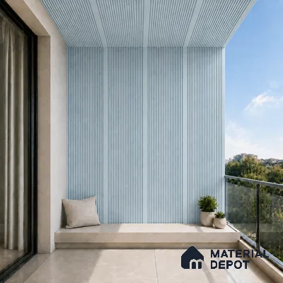 Sky Blue 10 ft x 0.68 ft (3060x208 mm) Curve Design Interior & Exterior Wall & Ceiling Panel - 10 mm | Suitable for Balcony, Facade & Open Area | Width is Subjected to 5% Variation