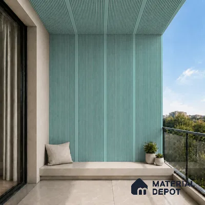 Steel Blue 10 ft x 0.68 ft (3060x208 mm) Curve Design Interior & Exterior Wall & Ceiling Panel - 10 mm | Suitable for Balcony, Facade & Open Area | Width is Subjected to 5% Variation