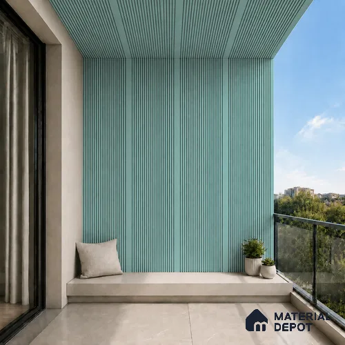 Steel Blue 10 ft x 0.68 ft (3060x208 mm) Curve Design Interior & Exterior Wall & Ceiling Panel - 10 mm | Suitable for Balcony, Facade & Open Area | Width is Subjected to 5% Variation
