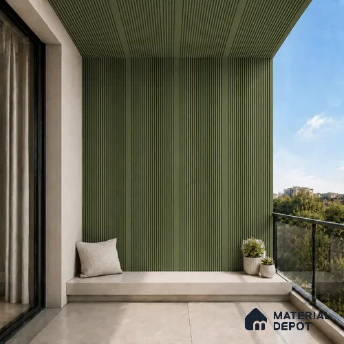 Forest Green 10 ft x 0.68 ft (3060x208 mm) Curve Design Interior & Exterior Wall & Ceiling Panel - 10 mm | Suitable for Balcony, Facade & Open Area | Width is Subjected to 5% Variation