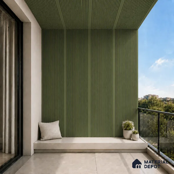 Forest Green 10 ft x 0.68 ft (3060x208 mm) Curve Design Interior & Exterior Wall & Ceiling Panel - 10 mm | Suitable for Balcony, Facade & Open Area | Width is Subjected to 5% Variation