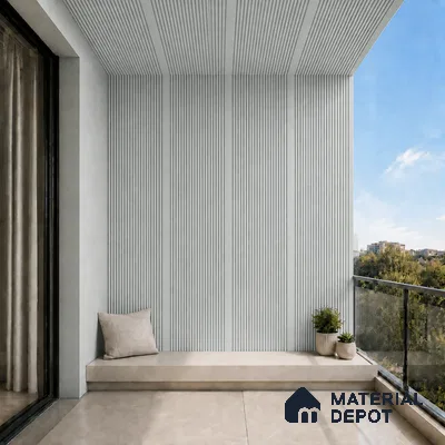 Light Grey 10 ft x 0.68 ft (3060x208 mm) Curve Design Interior & Exterior Wall & Ceiling Panel - 10 mm | Suitable for Balcony, Facade & Open Area | Width is Subjected to 5% Variation