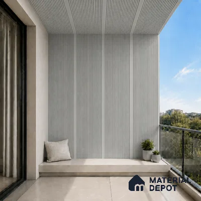 Cloud Grey 10 ft x 0.68 ft (3060x208 mm) Curve Design Interior & Exterior Wall & Ceiling Panel - 10 mm | Suitable for Balcony, Facade & Open Area | Width is Subjected to 5% Variation
