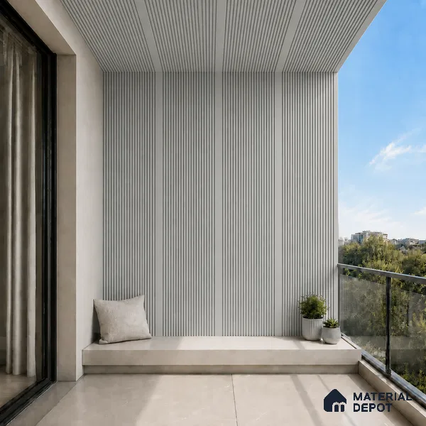 Cloud Grey 10 ft x 0.68 ft (3060x208 mm) Curve Design Interior & Exterior Wall & Ceiling Panel - 10 mm | Suitable for Balcony, Facade & Open Area | Width is Subjected to 5% Variation