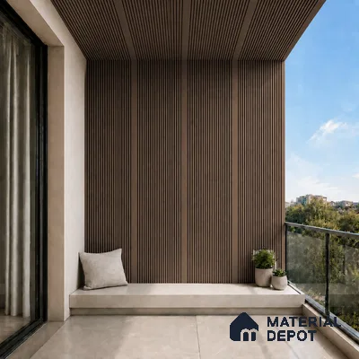 Royal Nut 10 ft x 0.68 ft (3060x208 mm) Curve Design Interior & Exterior Wall & Ceiling Panel - 10 mm | Suitable for Balcony, Facade & Open Area | Width is Subjected to 5% Variation