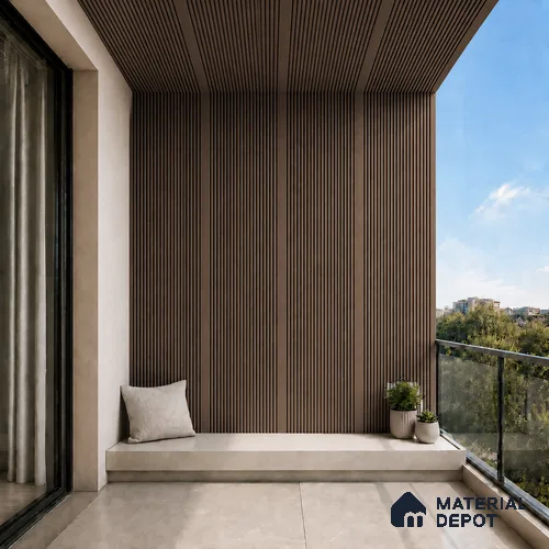 Royal Nut 10 ft x 0.68 ft (3060x208 mm) Curve Design Interior & Exterior Wall & Ceiling Panel - 10 mm | Suitable for Balcony, Facade & Open Area | Width is Subjected to 5% Variation