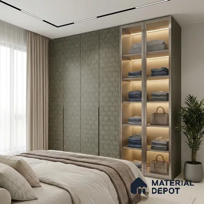 Cream Fabric Look LM 03742 8 ft x 4 ft Texture Finish Decorative Laminate - 1 mm | Suitable for TV Unit, Wardrobe, Kitchen Cabinets