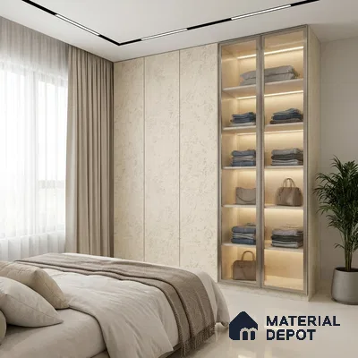 Beige Rustic Look LM 05347 8 ft x 4 ft Texture Finish Decorative Laminate - 1 mm | Suitable for TV Unit, Wardrobe, Kitchen Cabinets