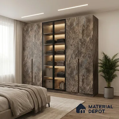 Marble Look LM 05348 8 ft x 4 ft Texture Finish Decorative Laminate - 1 mm | Suitable for TV Unit, Wardrobe, Kitchen Cabinets