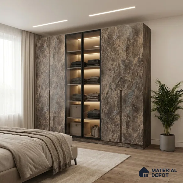 Marble Look LM 05348 8 ft x 4 ft Texture Finish Decorative Laminate - 1 mm | Suitable for TV Unit, Wardrobe, Kitchen Cabinets