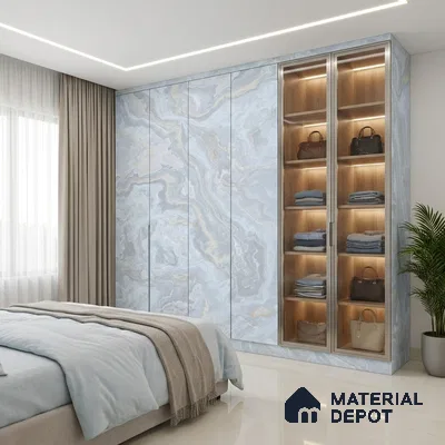 Blue Marble Look LM 06193 8 ft x 4 ft Matte Finish Decorative Laminate - 1 mm | Suitable for TV Unit, Wardrobe, Kitchen Cabinets