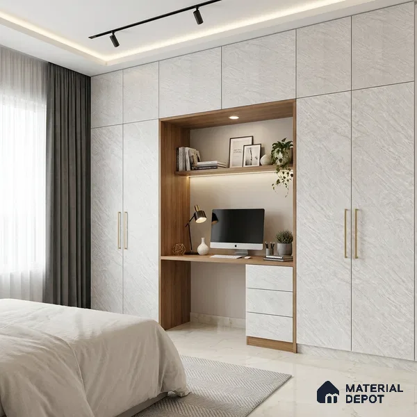 Grey Marble Look LM 18810 8 ft x 4 ft Texture Finish Decorative Laminate - 1 mm | Suitable for TV Unit, Wardrobe, Kitchen Cabinets