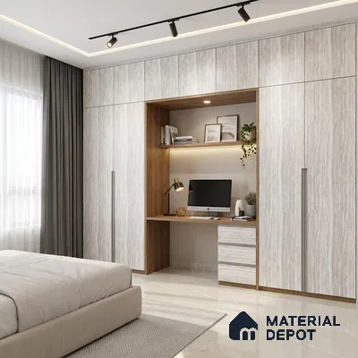 White Marble Look LM 18814 8 ft x 4 ft Texture Finish Decorative Laminate - 1 mm | Suitable for TV Unit, Wardrobe, Kitchen Cabinets