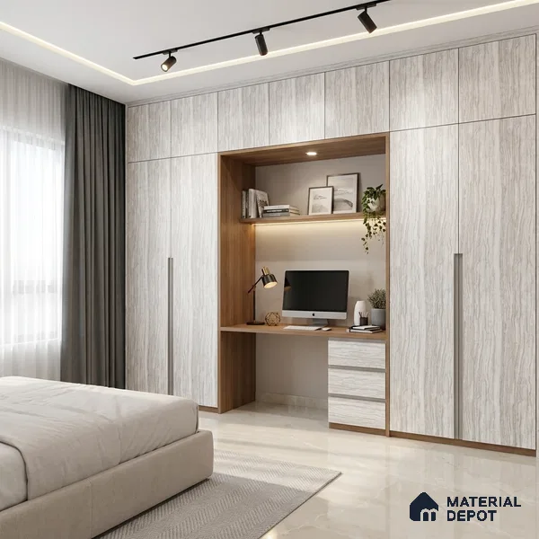 White Marble Look LM 18814 8 ft x 4 ft Texture Finish Decorative Laminate - 1 mm | Suitable for TV Unit, Wardrobe, Kitchen Cabinets