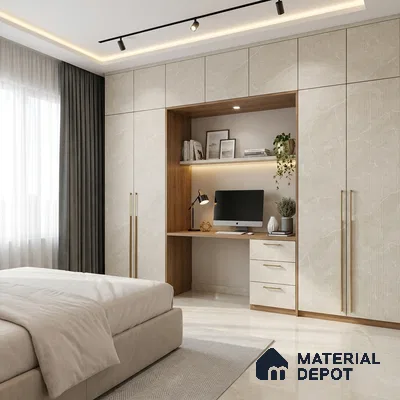 Beige Marble Look LM 18816 8 ft x 4 ft Texture Finish Decorative Laminate - 1 mm | Suitable for TV Unit, Wardrobe, Kitchen Cabinets