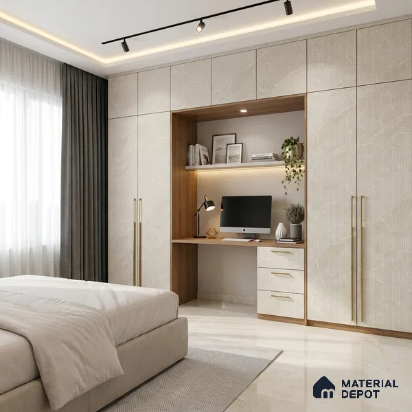 Beige Marble Look LM 18816 8 ft x 4 ft Texture Finish Decorative Laminate - 1 mm | Suitable for TV Unit, Wardrobe, Kitchen Cabinets
