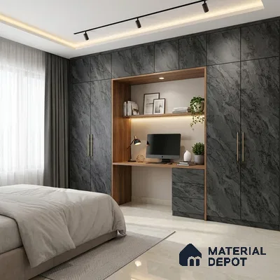 Grey Marble Look LM 18817 8 ft x 4 ft Texture Finish Decorative Laminate - 1 mm | Suitable for TV Unit, Wardrobe, Kitchen Cabinets