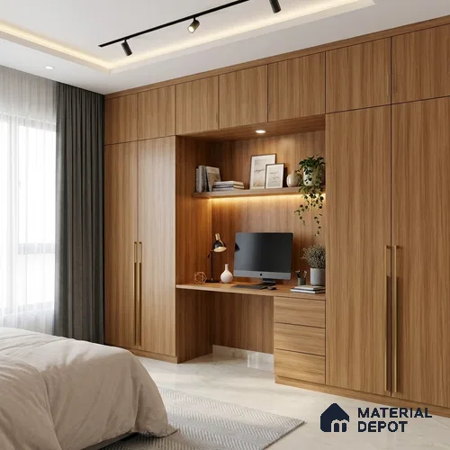 Wooden Look LM 19178 Juglans Redish 8 ft x 4 ft Texture Finish Decorative Laminate - 1 mm | Suitable for TV Unit, Wardrobe, Kitchen Cabinets