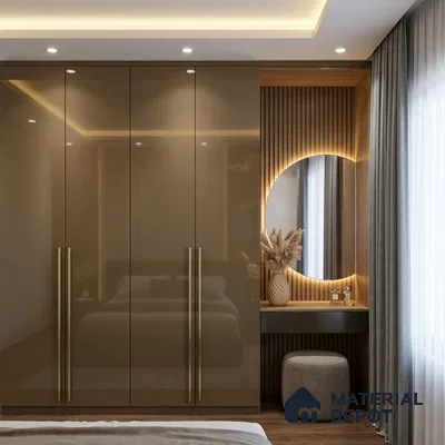 Metallic Look LM 19189 Hazelnut Brown 8 ft x 4 ft Glossy Finish Decorative Laminate - 1 mm | Suitable for TV Unit, Wardrobe, Kitchen Cabinets