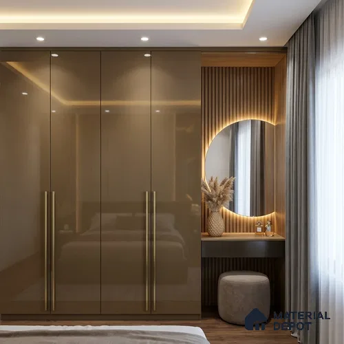 Metallic Look LM 19189 Hazelnut Brown 8 ft x 4 ft Glossy Finish Decorative Laminate - 1 mm | Suitable for TV Unit, Wardrobe, Kitchen Cabinets