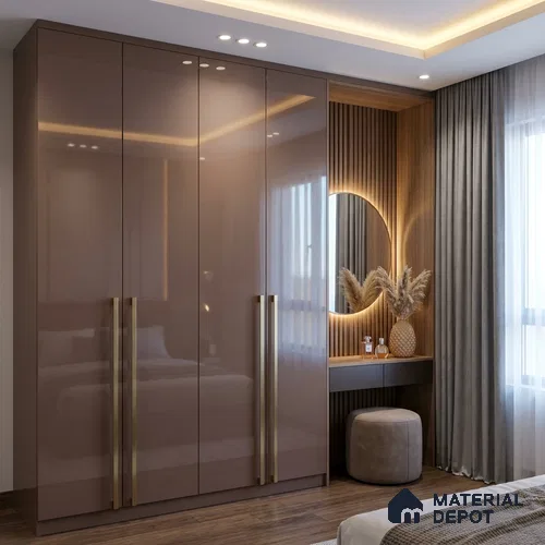 Metallic Look LM 19190 Rose Gold 8 ft x 4 ft Glossy Finish Decorative Laminate - 1 mm | Suitable for TV Unit, Wardrobe, Kitchen Cabinets