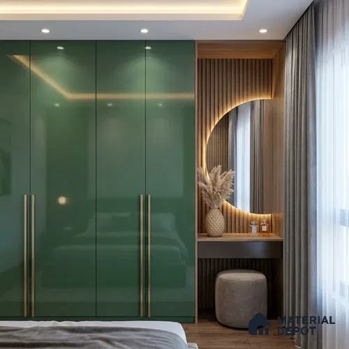 Metallic Look LM 19191 Minty Green 8 ft x 4 ft Glossy Finish Decorative Laminate - 1 mm | Suitable for TV Unit, Wardrobe, Kitchen Cabinets