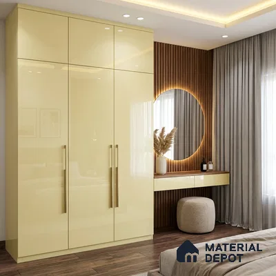 Metallic Look LM 19193 Metallic White 8 ft x 4 ft Glossy Finish Decorative Laminate - 1 mm | Suitable for TV Unit, Wardrobe, Kitchen Cabinets