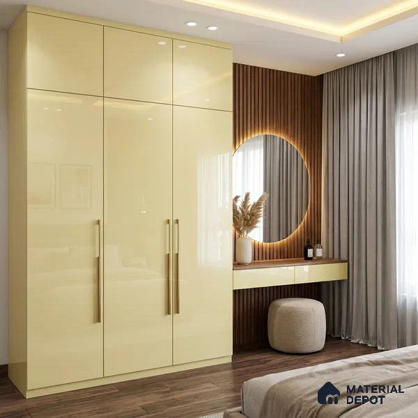 Metallic Look LM 19193 Metallic White 8 ft x 4 ft Glossy Finish Decorative Laminate - 1 mm | Suitable for TV Unit, Wardrobe, Kitchen Cabinets
