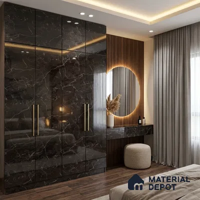Marble Look LM 19202 Rosso Levanto Marble 8 ft x 4 ft Glossy Finish Decorative Laminate - 1 mm | Suitable for TV Unit, Wardrobe, Kitchen Cabinets