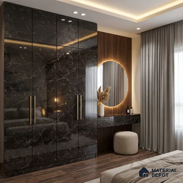 Marble Look LM 19202 Rosso Levanto Marble 8 ft x 4 ft Glossy Finish Decorative Laminate - 1 mm | Suitable for TV Unit, Wardrobe, Kitchen Cabinets