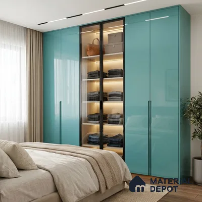 Solid Colors Look LM 19209 Celesto 8 ft x 4 ft Glossy Finish Decorative Laminate - 1 mm | Suitable for Living Room, Kitchen, Office