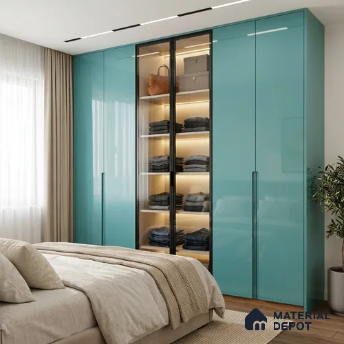 Solid Colors Look LM 19209 Celesto 8 ft x 4 ft Glossy Finish Decorative Laminate - 1 mm | Suitable for Living Room, Kitchen, Office