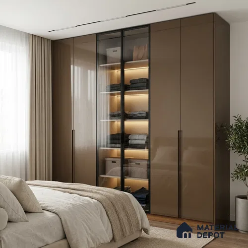 Solid Colors Look LM 19218 Brown Haze 8 ft x 4 ft Glossy Finish Decorative Laminate - 1 mm | Suitable for Living Room, Kitchen, Office