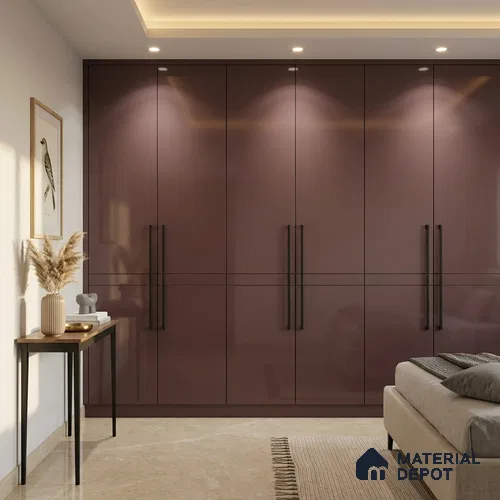Solid Colors Look LM 19223 Rouge 8 ft x 4 ft Glossy Finish Decorative Laminate - 1 mm | Suitable for Living Room, Kitchen, Office