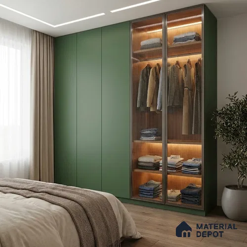 Solid Colors Look LM 19236 Moss Green 8 ft x 4 ft Matte Finish Decorative Laminate - 1 mm | Suitable for Living Room, Kitchen, Office