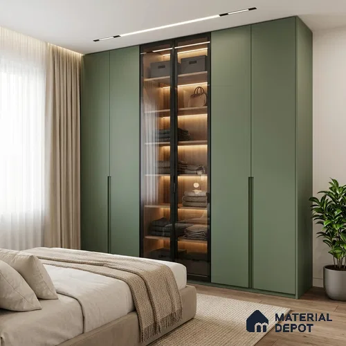 Solid Colors Look LM 19237 Fossile Green 8 ft x 4 ft Matte Finish Decorative Laminate - 1 mm | Suitable for Living Room, Kitchen, Office