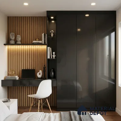 Solid Colors Look LM 19257 Super Black 8 ft x 4 ft Glossy Finish Decorative Laminate - 1 mm | Suitable for Living Room, Kitchen, Office