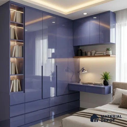 Solid Colors Look LM 19258 Arctic Blue 8 ft x 4 ft Glossy Finish Decorative Laminate - 1 mm | Suitable for Living Room, Kitchen, Office
