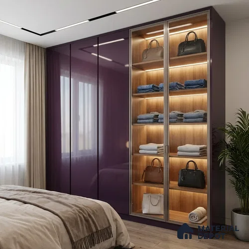 Solid Colors Look LM 19260 Royal Purple 8 ft x 4 ft Glossy Finish Decorative Laminate - 1 mm | Suitable for Living Room, Kitchen, Office