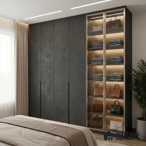 Solid Colors Look LM 19267 Super Black 8 ft x 4 ft Suede Finish Decorative Laminate - 1 mm | Suitable for Living Room, Kitchen, Office