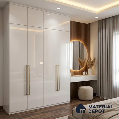 Solid Colors Look LM 19269 Super White 8 ft x 4 ft Glossy Finish Decorative Laminate - 1 mm | Suitable for Living Room, Kitchen, Office