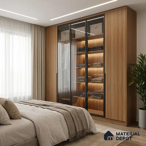 Wooden Look LM 19284 Juglans Redish 8 ft x 4 ft Suede Finish Decorative Laminate - 1 mm | Suitable for TV Unit, Wardrobe, Kitchen Cabinets